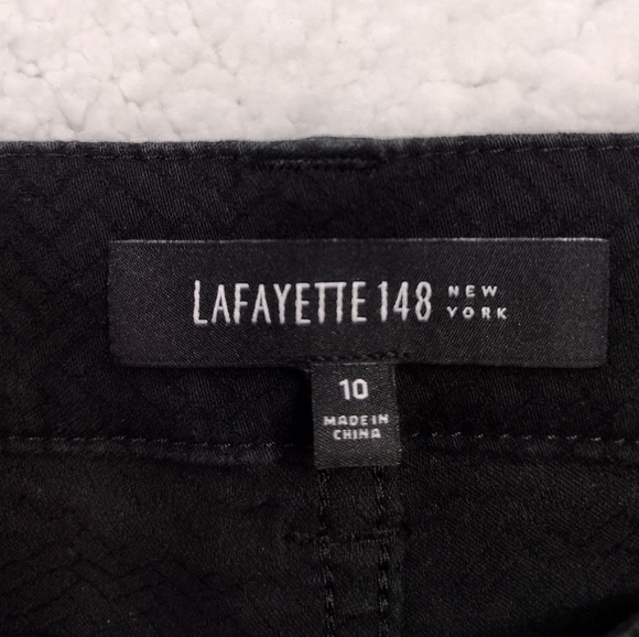 Lafayette 148 New York Geometry Pattern Textured Pants Black Size 10 - Picture 6 of 7